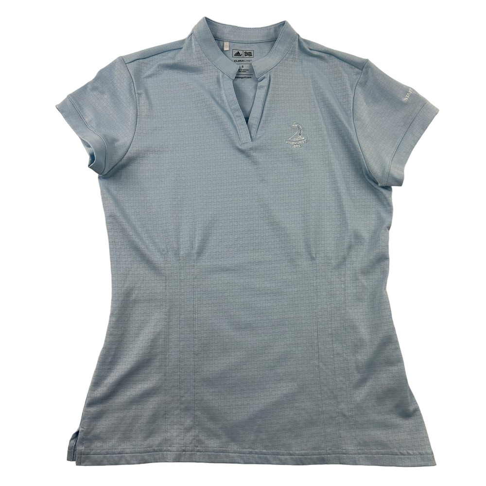 Adidas Golf Clima-lite Pinehurst 1895 STAFF Polo Shirt Short Sleeve Size S Blue